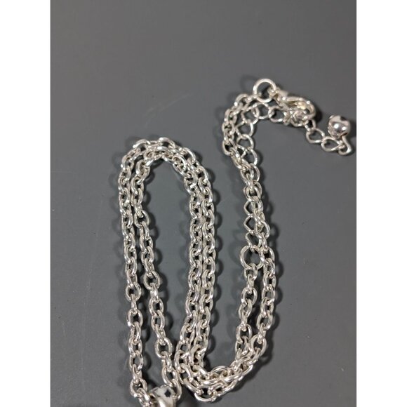 KC Kenneth Cole Pink Enamel Flower Crystal Pendant Necklace Silver Tone 19" - Picture 5 of 9